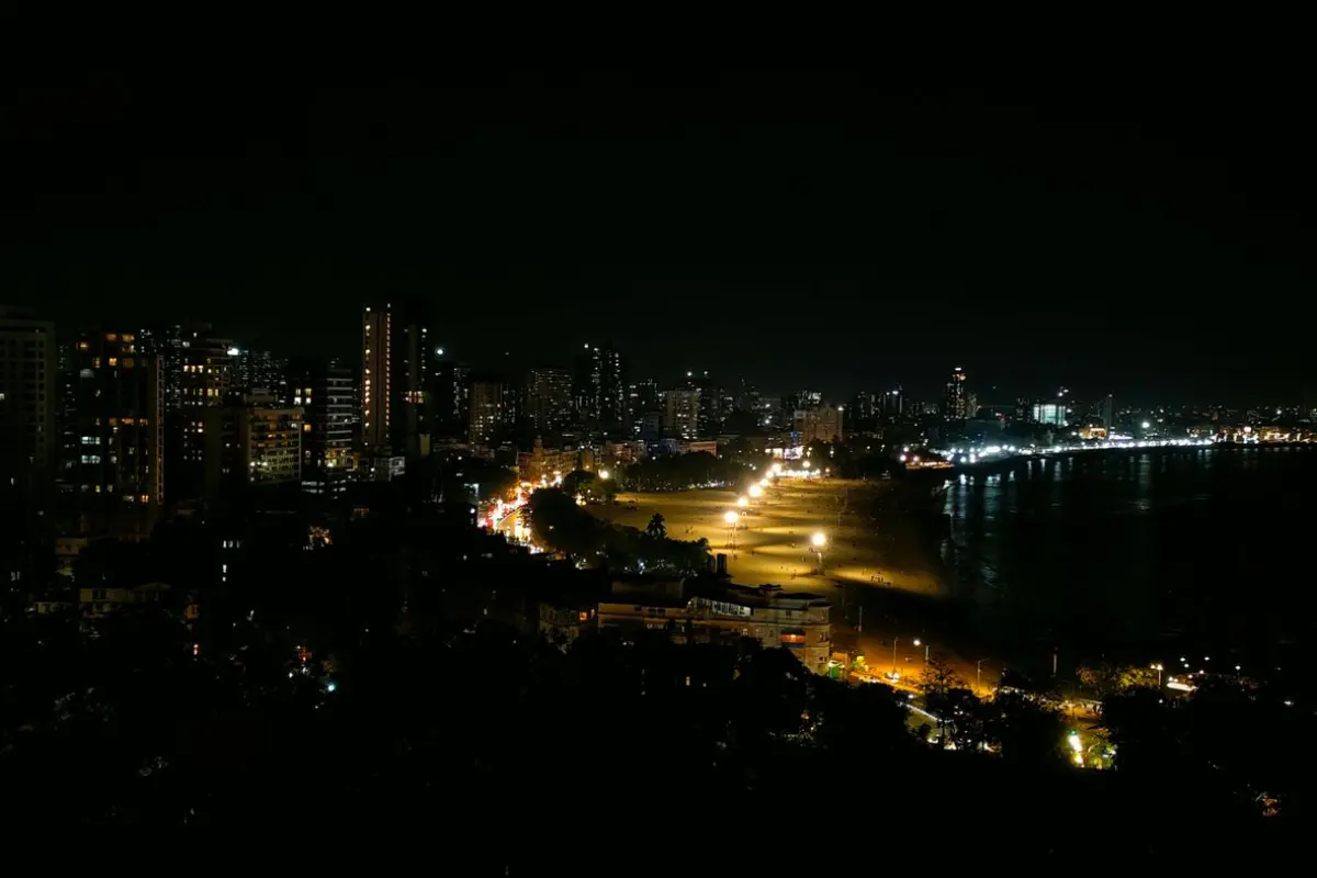 Marine Drive in Mumbai at night