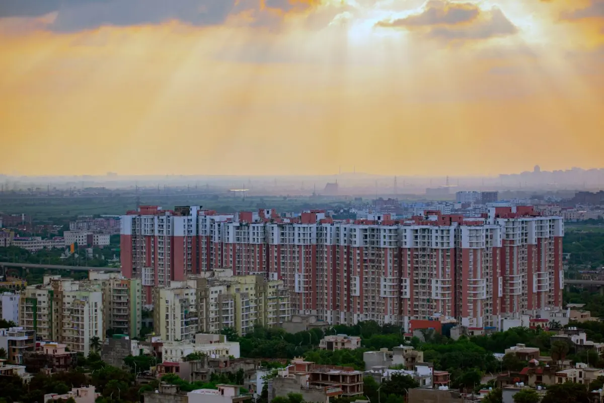 Noida skyline with residential towers