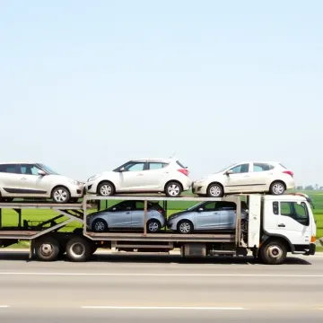 Car carrier truck carrying cars on a highway