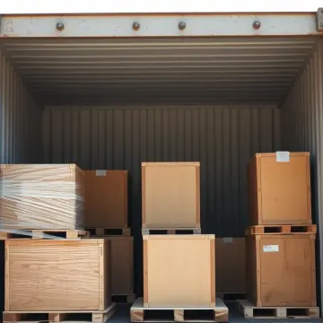 Wooden crates loaded into a shipping container for an international move